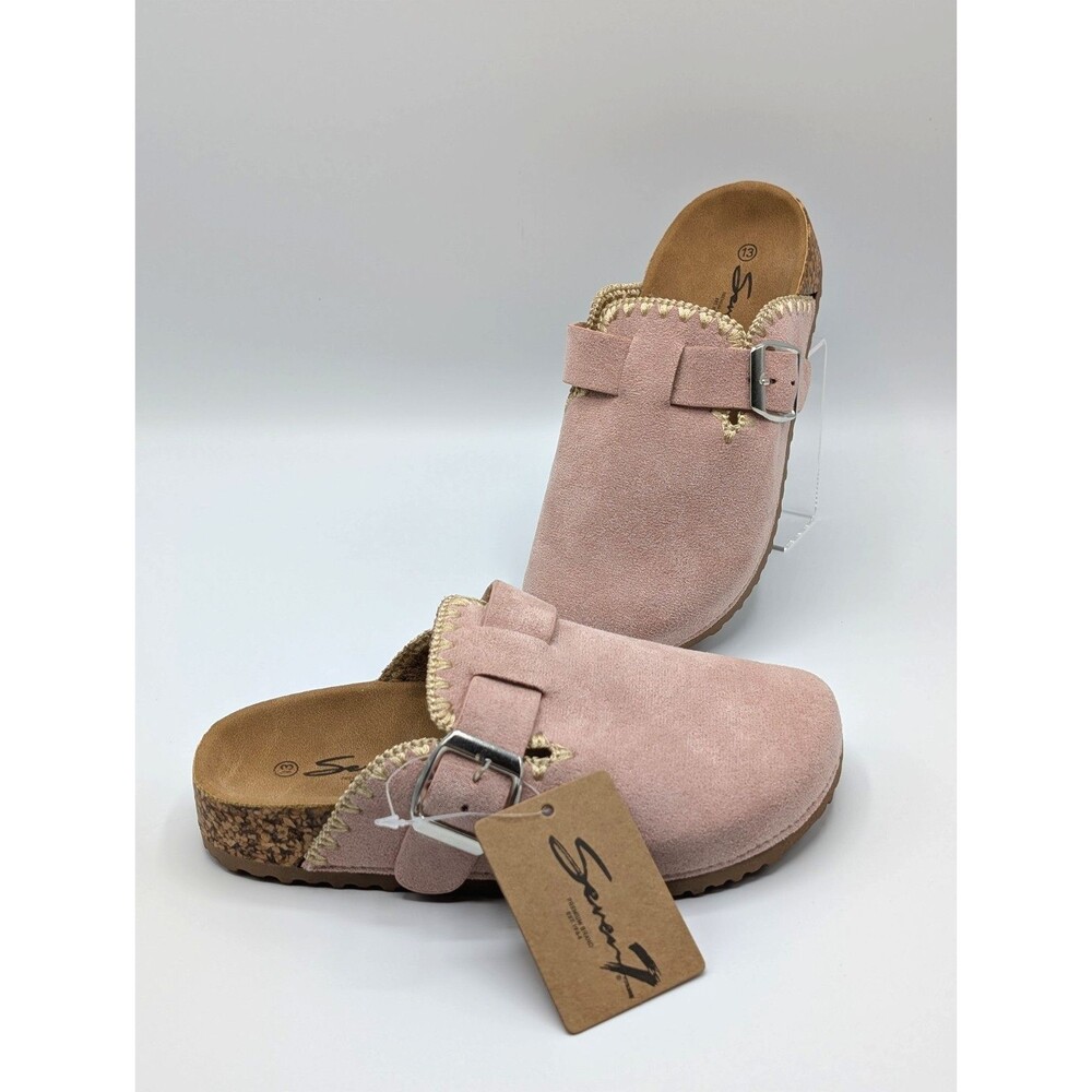 Seven Clogs Girl Little Kids 13 Pink Suede Slip On Mule Adjustable Buckle